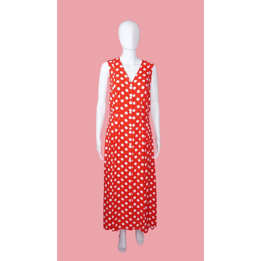 1980s-1990s JONATHAN MARTIN POLKA Dot Button Up Maxi Dress. Medium-Large. AS IS